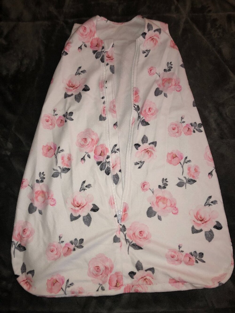 Floral Baby Blanket; Medium for 6-12 Months; Zip-Up; 100% Polyester; Soft & Cozy